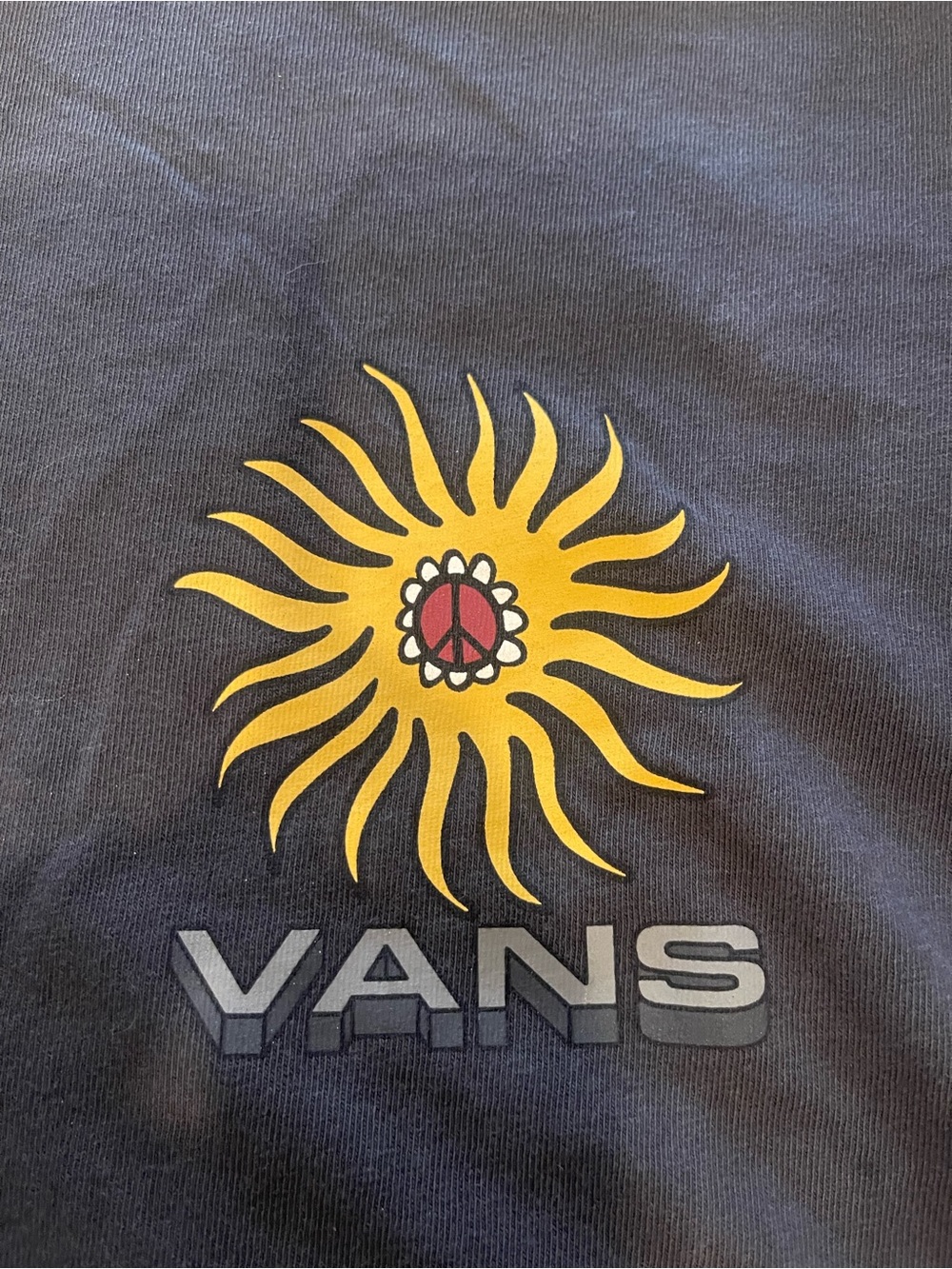Vans Black T-Shirt with Yellow Sun and Red Peace Detail
